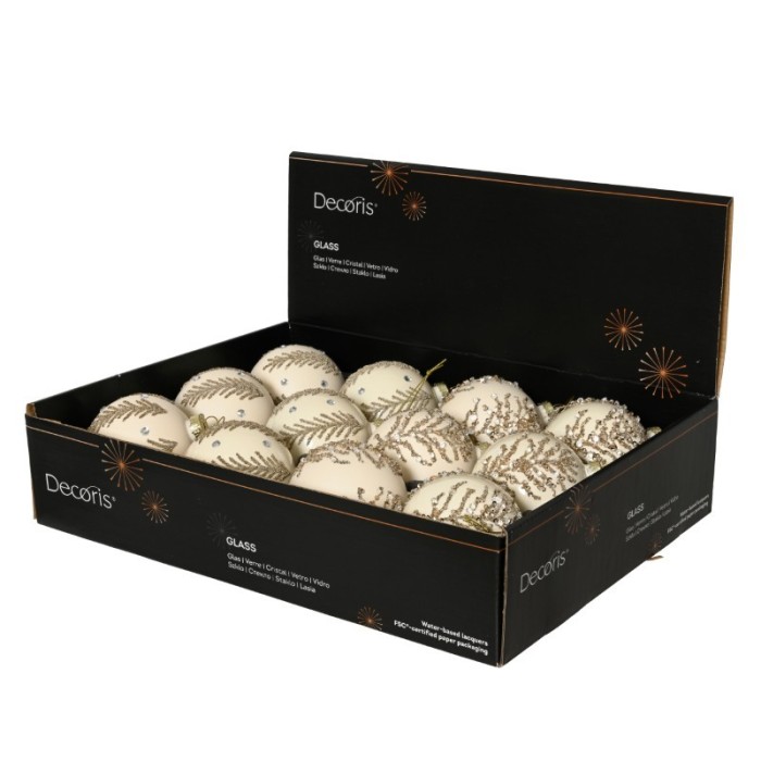 SFERA VETRO RAMI STRASS D.8 CREAM